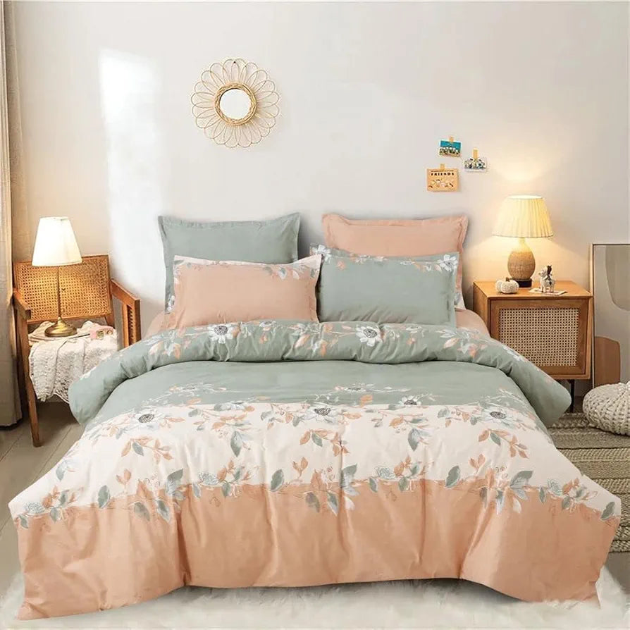 THE HOME STYLE Supersoft Cotton King Size Printed Flat Double Bedsheet wih 2 Pillow Cover II 400 TC, 90