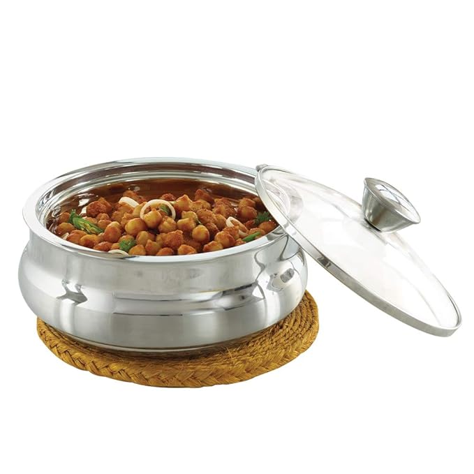 Borosil Stainless Steel Handi Server | 2.5 Litres | Grey - Swadesii