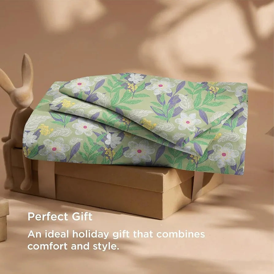 HOMEKART Floral 180 Tc Ultra Super Soft Cotton Feel Microfiber Double Bedsheet with Two Pillow Covers for Your Bedroom 