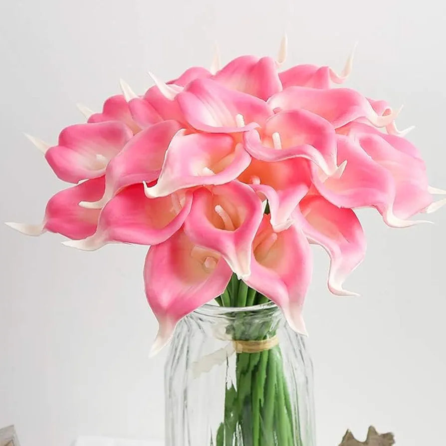 TIED RIBBONS 10 Pcs Artificial Calla Lily Flowers Bunch for Vase and Flower Pots  - Home Décor Item for Living Room, Diwali Decoration Items for Home, Diwali Gifts 