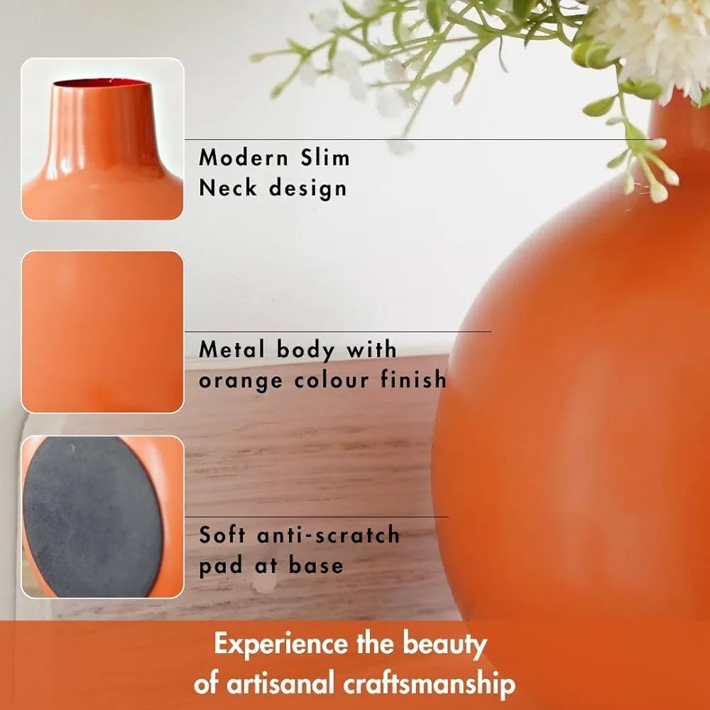 Behoma Metal Flower Vase for Home Decor| Decoration Item for Living Room Office| Table Decorative Flower Pot for Gifting 