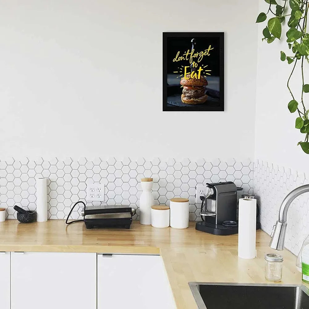 ArtX Paper Don't Forget To Eat Food Quote Wall Frame Art Painting, Multicolor, Motivational, 10 X 13 Inches, Set of 1