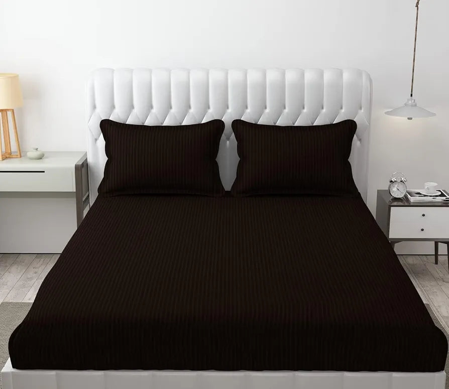 FRESH FROM LOOM Microfiber Wrinkle Resistant | Soft Skin Safe | Breathable Queen Size Flat Solid Bedsheets | Hotel & Home | Double Bedsheet Set with 2 Pillow Covers , 144 TC