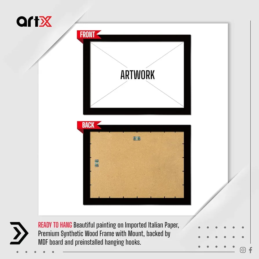 ArtX Modern African Women Wall Art Painting, Abstract Synthetic Wood Framed Picture Multicolor 