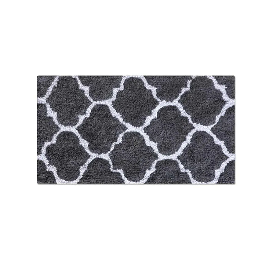 THE HOME TALK Cotton Bathmats | Water Absorbent Runners | Quatrefoil Design Rugs | Floor Mats for Kitchen, Bathroom & Sink | Ultra Soft Mats | Non-Slip | Pack of 1 | 40 x 60cm | Dark Grey Store