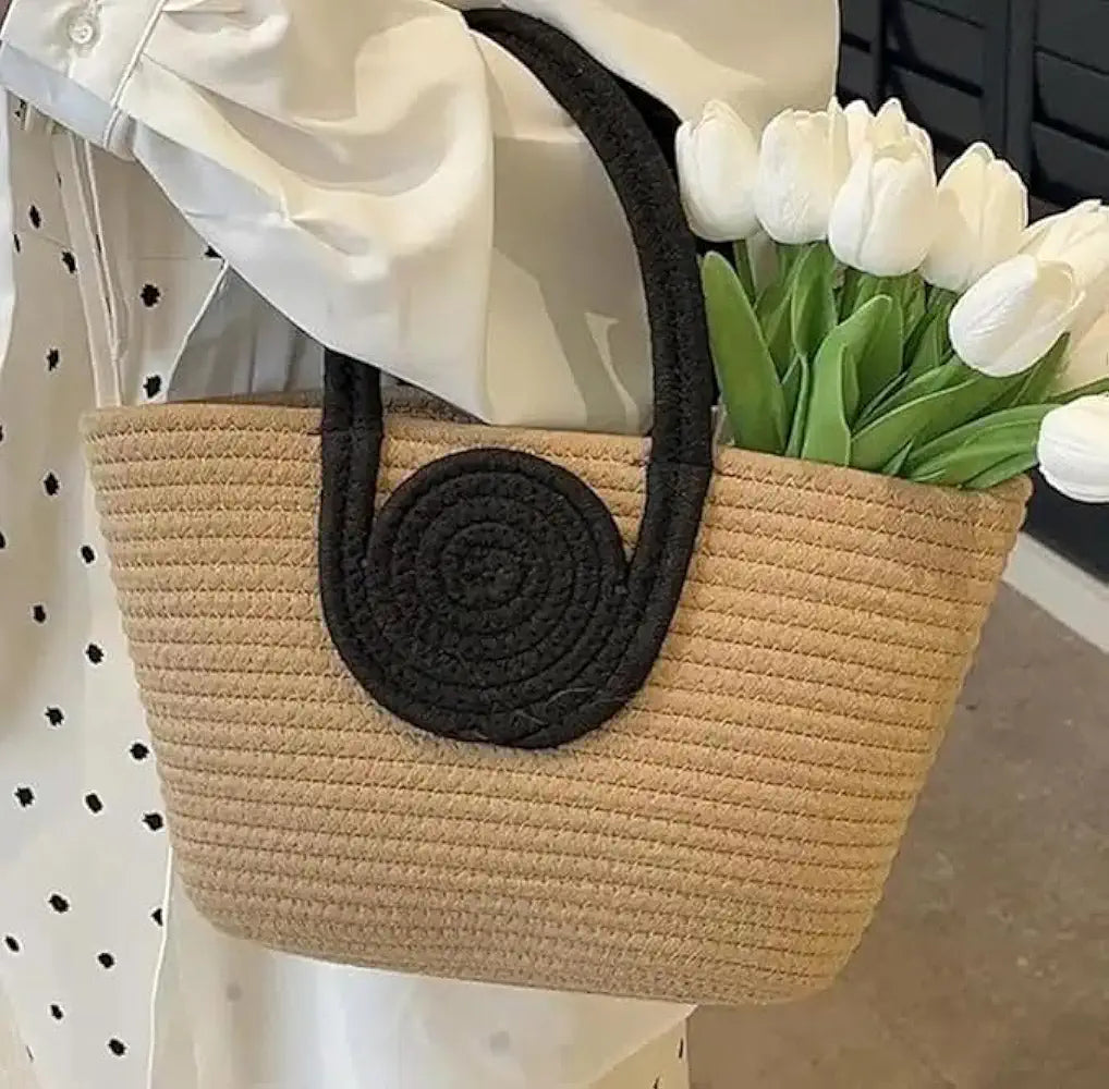 BEAUTIFUL HOMMIES Attractive Hand Bag | Large Tote | Summer Bucket | Bamboo Beach Basket for Women | Boho Handbag | Jute Handmade