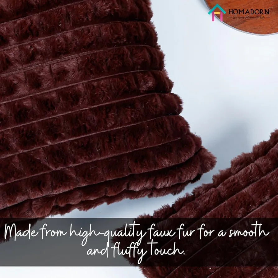 HOMADORN Luxury Plush Fur Reversible Cushion Cover Ultra Soft & Cozy 