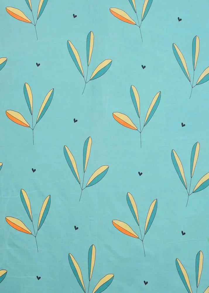 HOMEKART Premium Cotton Elastic Fitted Bedsheets with 2 King Size Pillow Covers Double Bed with All Around Elastic Supersoft Size - 72 x 78 +10 inches Floral Pattren Aqua Blue 200 tc - 220 tc