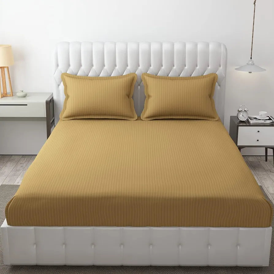 FRESH FROM LOOM Microfiber Wrinkle Resistant|Soft Skin Safe|Breathable King Size Flat Bedsheets|Hotel & Home|Double Bedsheet Set With 2 Pillow Covers 144 TC 