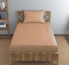 Trance Home Linen 300TC Pure 100% Cotton Single Size Solid Fitted Bedsheet with 1 Pillow Cover Colour Apricot