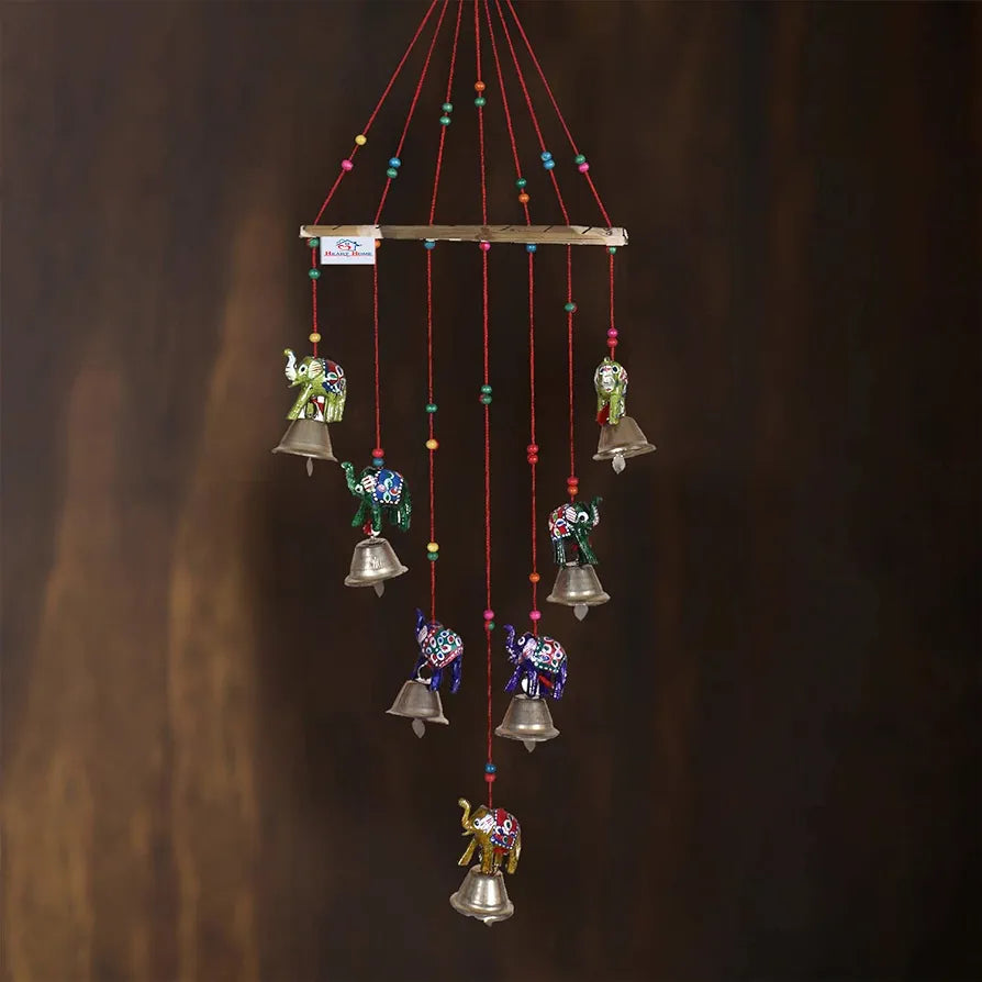 Heart Home Handcrafted Rajasthani Traditional Windchimes|Wooden Wall Hanging Toran,Latkan for Home D�cor 