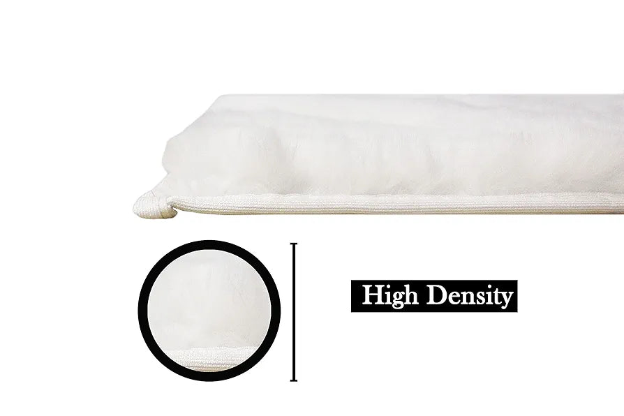 LUXE HOME INTERNATIONAL Ruffle Bath Mat Rabbit Fur 1000 GSM Bathroom Door Rectangular Foot Mats Anti Skid Water Absorbent Easy Machine Washable Rug for Entrance|Kitchen Floor|45X75 Cm|White|Pack of 1