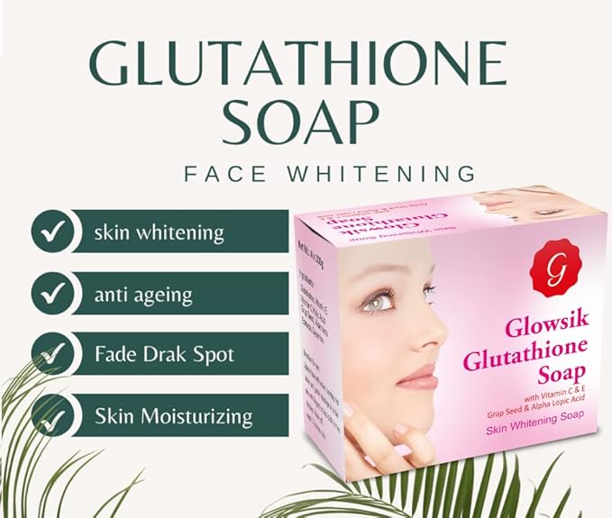 glowsik glutathione skin whitening soap Glowsik Glutathione Skin Whitening & Glowsik Soap With Grape Seed, Vitamin  C - 100 Gms Each