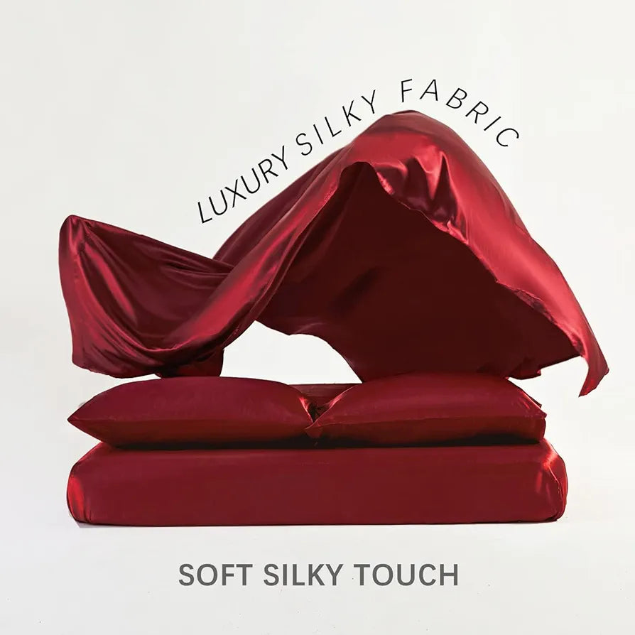 Cloth Fusion Satin Bedsheet for Queen Size Bed, Perfect for Romantic Night, Excellent Gift for All Celebrations, Set of 1 Satin Sheet 90