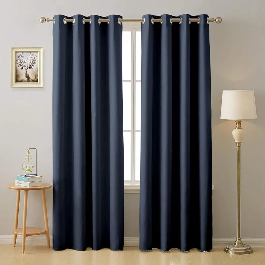 Cloth Fusion Blackout Door Curtains 8 Feet Long Set of 2, Room Darkening Parda 8 Feet Long with Grommet Design for Home Decor 