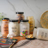 Femora Kitchen Storage Jars Frosted Glass Jar With Steel Lid Air Tight Jar | 1000 Ml | Pack of 6 | Black Lid