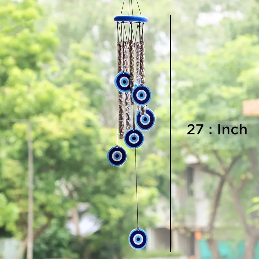 9Dzine Wind Chimes for Home | Wind Chimes for Balcony Bedroom with Evil Eye Protection - Positive Energy | Home Decor Items  - 27 Inches