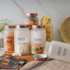 Femora Kitchen Storage Jars Frosted Glass Jar With Steel Lid Air Tight Jar | 1500 Ml | Pack of 6 | Golden Lid