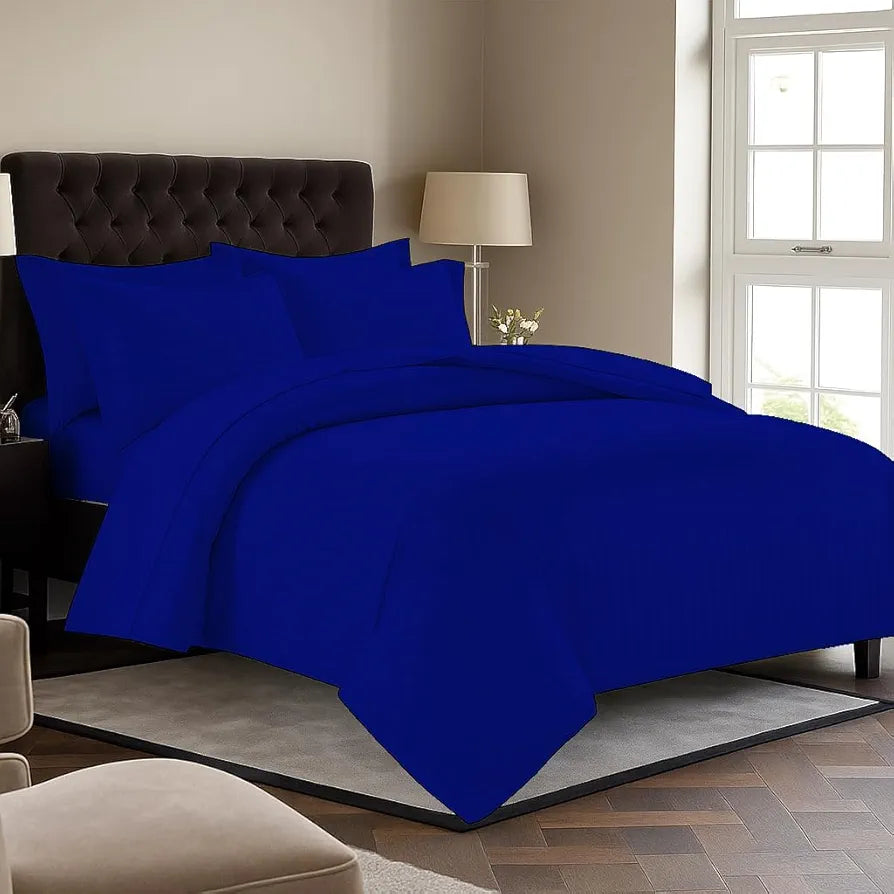 Trance Home Linen Zippered 100% Cotton 200TC Satin Stripe King Size Duvet Cover Quilt Cover Blanket Cover Razai Comforter Cover with 2 Pillow Covers 