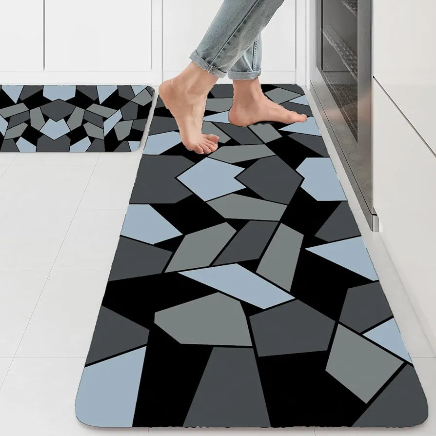 ishro home Soft Velvet Kitchen Mats For Floor Anti Slip Waterproof | Set Of 2 Pcs| Non-Skid, Soft Absorbent Rectangular Rugs For Kitchen, Laundry, Hallway|137X45Cm, 45X71Cm| 4Mm Thickness, Multicolor