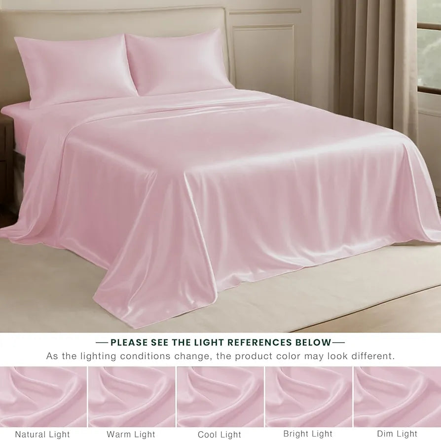 Cloth Fusion Satin Bedsheet for King Size Bed, Perfect for Romantic Night, Excellent Gift for All Celebrations, Set of 1 Satin Sheet 108