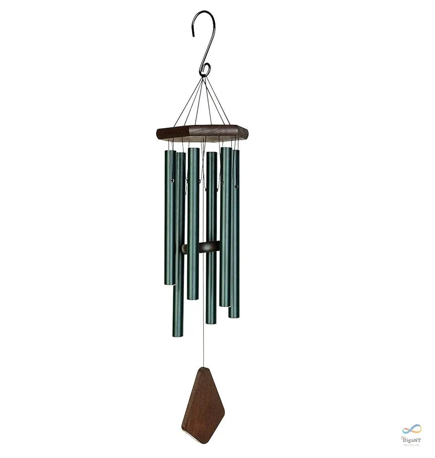Himalayan Melody Wind Chime Premiere Grande Series Tuned Forest Green 28 Inches Home Decoration Balcony Office Garden Decor Metal 6 Pipes Positive Vibrations