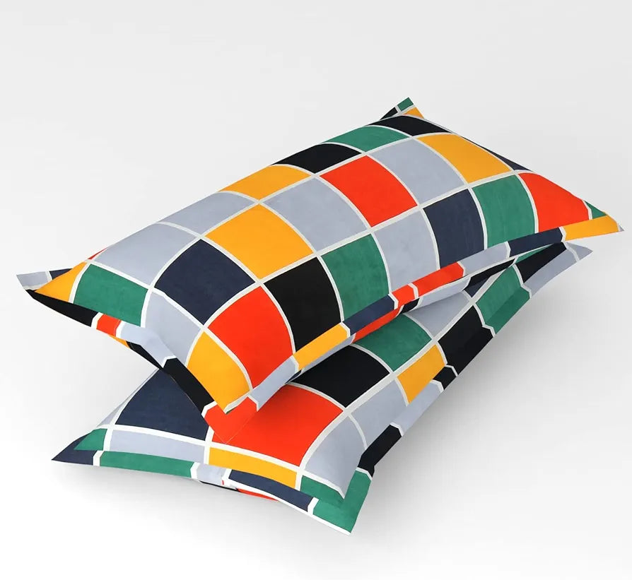 Homefab India 144 TC Microfiber Double Bedsheet with 2 Pillow Covers - Grey, Checks