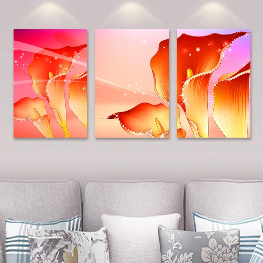 Rangoli MDF 3 Pcs Wall Poster 12x18 Inch Decorative Wall Art for Home, Office, Living Room. P-4, Design-14