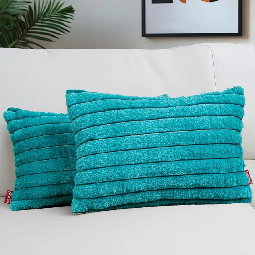HOMADORN Luxury Plush Fur Reversible Cushion Cover Ultra Soft & Cozy 