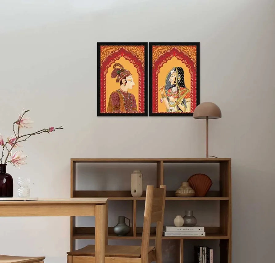 ArtX Traditional Bani Thani and Banna Painting, Multicolor, 12.5 X 18.5 inches, Indian, Set of 2