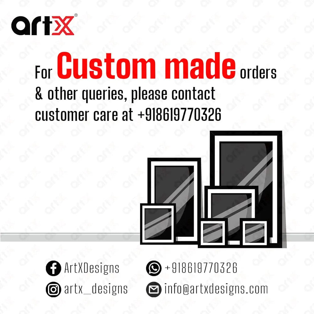 ArtX Swastik Ganesh Ji Big Canvas Painting For Living Room With Frame, Multicolour, Square, 24.0 x 24.0 inch, 2x2 Feet, Set Of 1