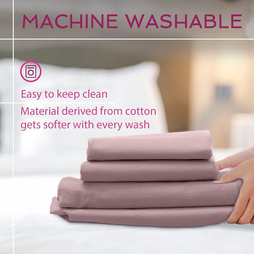 Trance Home Linen 300TC Pure 100% Cotton King Fitted Bedsheet with 2 Pillow Covers -