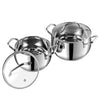 Vinod Stainless Steel 2 Piece Almaty Sauce Pot With Glass Lid | Diameter 14 & 16 Cm | Capacity 1.3 & 2 Litres