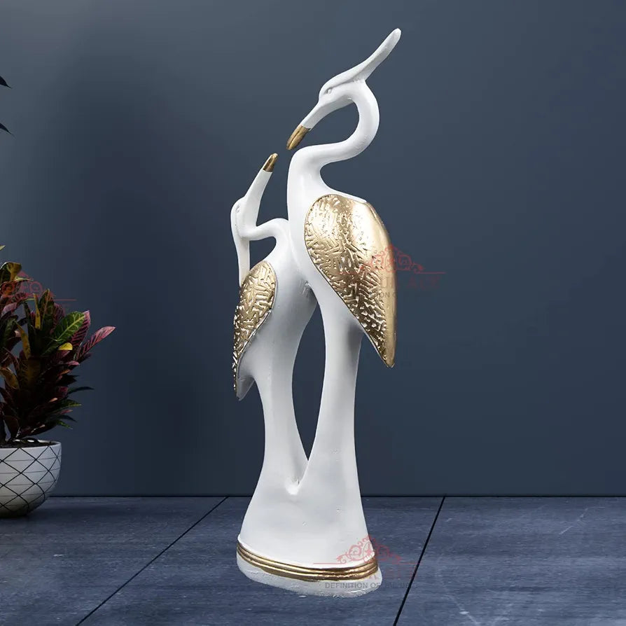 JAIPUR ACE Resin Paradise Pair of Kissing Swan Couple Statue Sculptures Showpieces Creative Abstract Design Art Figurine for Home Living Room Decorative Display 