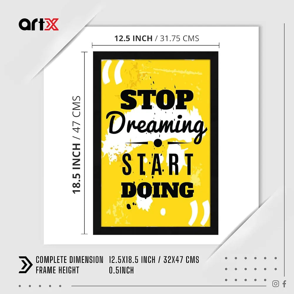 ArtX Paper Motivational Quote Stop Dreaming Start Doing Wall Frame Art Painting, Multicolor, Motivational, 12.5 X 18.5 Inch, Set of 1