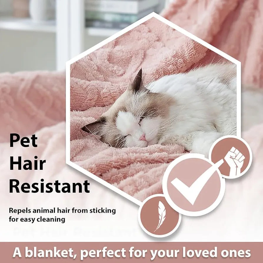 Flannel with Sherpa Luxurious Super Soft Fluffy Cozy Fuzzy Warm Reversible Double Bed Blanket for Winter 500GSM Blanket/Quilt Rajaai - Color- Pink, 230 x 220 Cm, Weight- 3kg