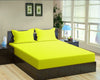 Trance Home Linen 100% Cotton 78x60 inch Queen Fitted 200TC Satin Stripe Elastic Fitted Bedsheet with 2 Pillow Covers Colour Canary Yellow