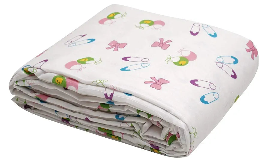 Trance Home Linen Pure Malmal Cotton Multipurpose Baby Dohar | 3-Layered Baby Swaddle | Soft -Lightweight Baby Blanket | Crib Blanket 