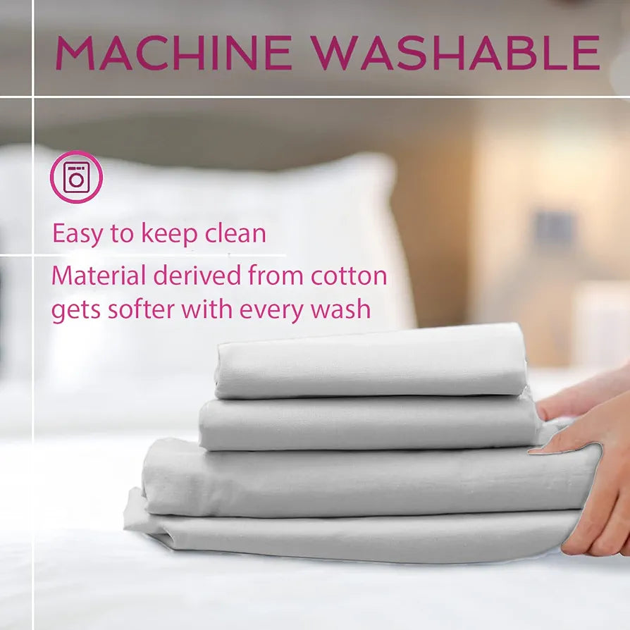 Trance Home Linen Premium 300 TC Pure 100% Cotton Single Size Fitted Bedsheet with 1 Pillow Cover 