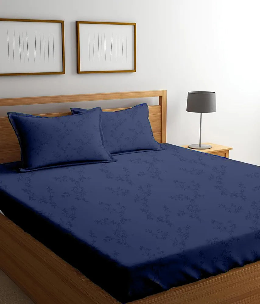 Trance Home Linen 100% Egyptian Cotton300TC Long Staple Jacquard Weave Bed Sheets Elastic Fitted Bedsheet Super Queen Bed Size Elasticated Fitted Bedspread with 2 Pillow CoversQueen 