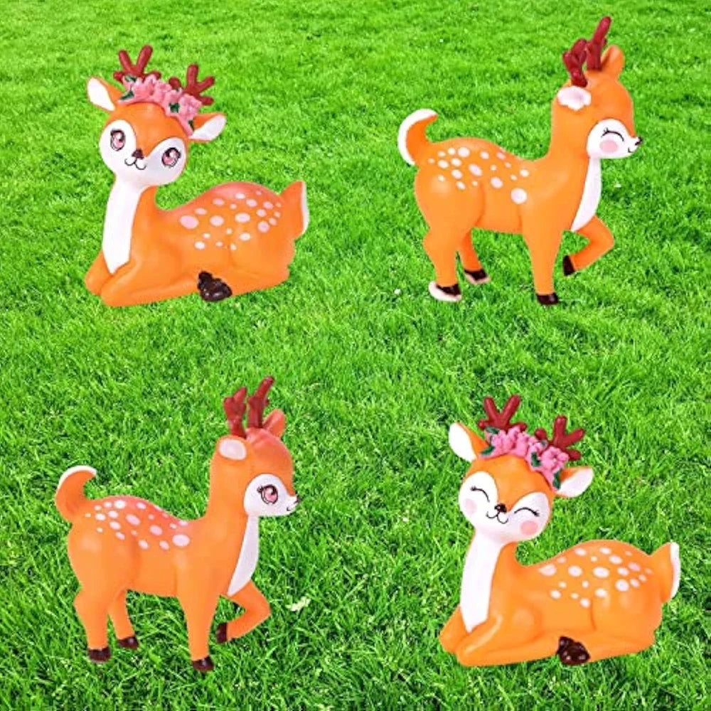 SATYAM KRAFT Resin 1 Set Deer Miniature Figurines | Decorative Showpiece | Gift for Him/Her, Mother's Day, Home, Bedroom, Living Room, Office, Table, Car Dashboard | Festive Decor