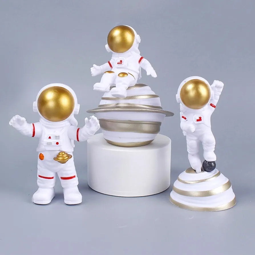 SATYAM KRAFT 3 Pcs Astronaut Figurines | Outer Space-Themed Action Figures | Gift for Him/Her, Mother's Day, Home Decor | PVC Astronaut Showpiece,Table Decoration, Space Gift,Living Room