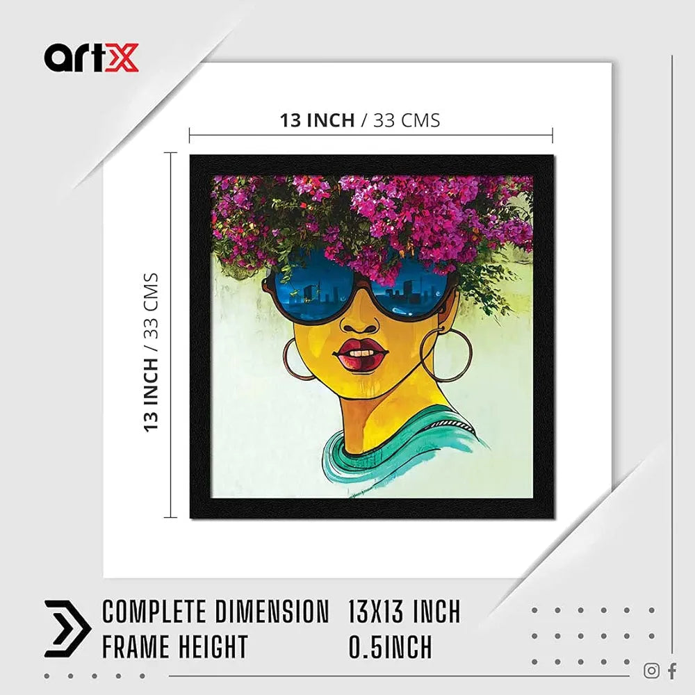 ArtX Paper Women Wall Art Painting, Multicolor, Graffiti, 13X13 in, Set of 1