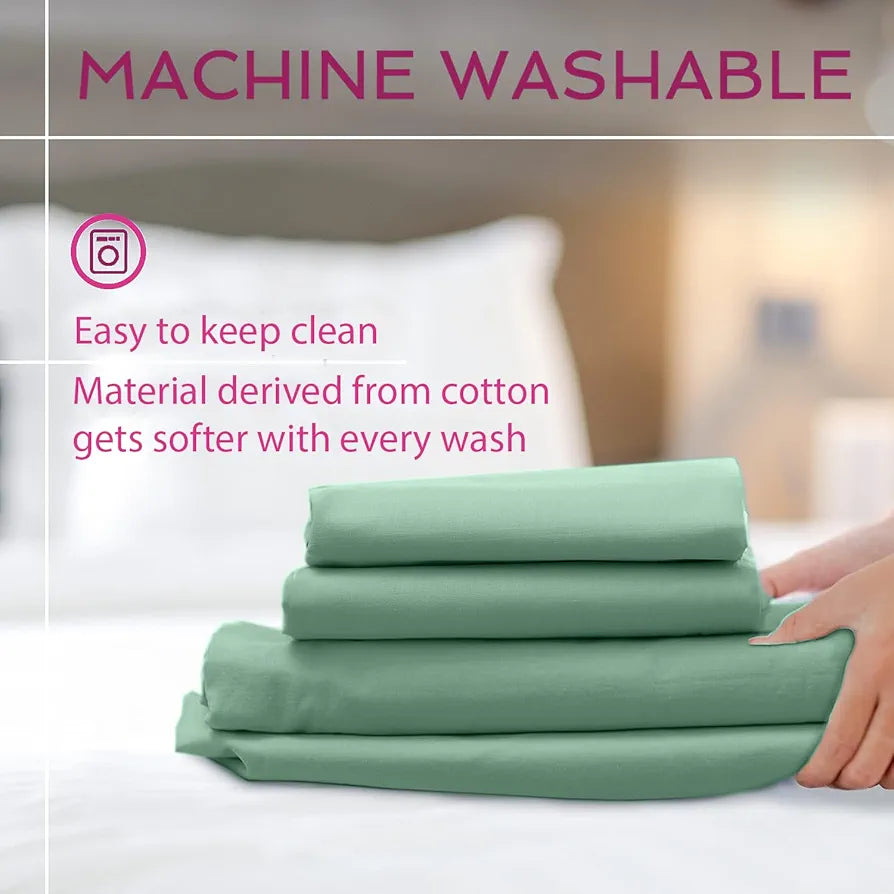 Trance Home Linen Premium 300 TC Pure 100% Cotton King Fitted Bedsheet with 2 Pillow Covers 