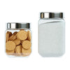 Femora Kitchen Storage Jars Transperent Glass With Steel Lid Air Tight Jar | 1150 Ml | 1550 Ml | Pack of 2