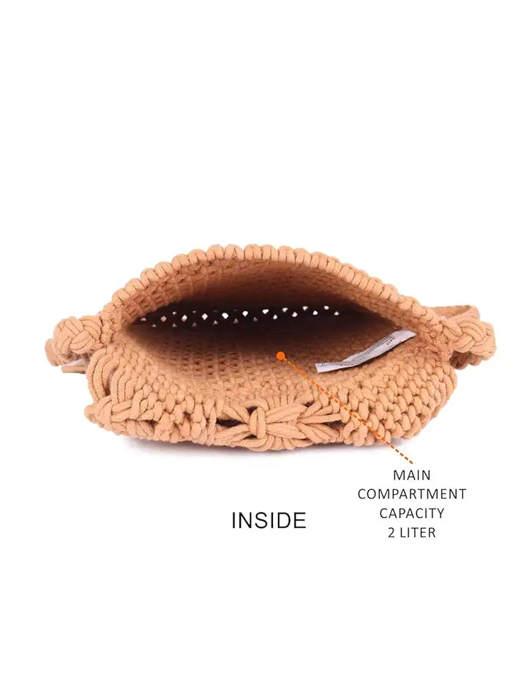 ASTRID Handmade Macrame Flap Over Sling Bag For Girls And Women