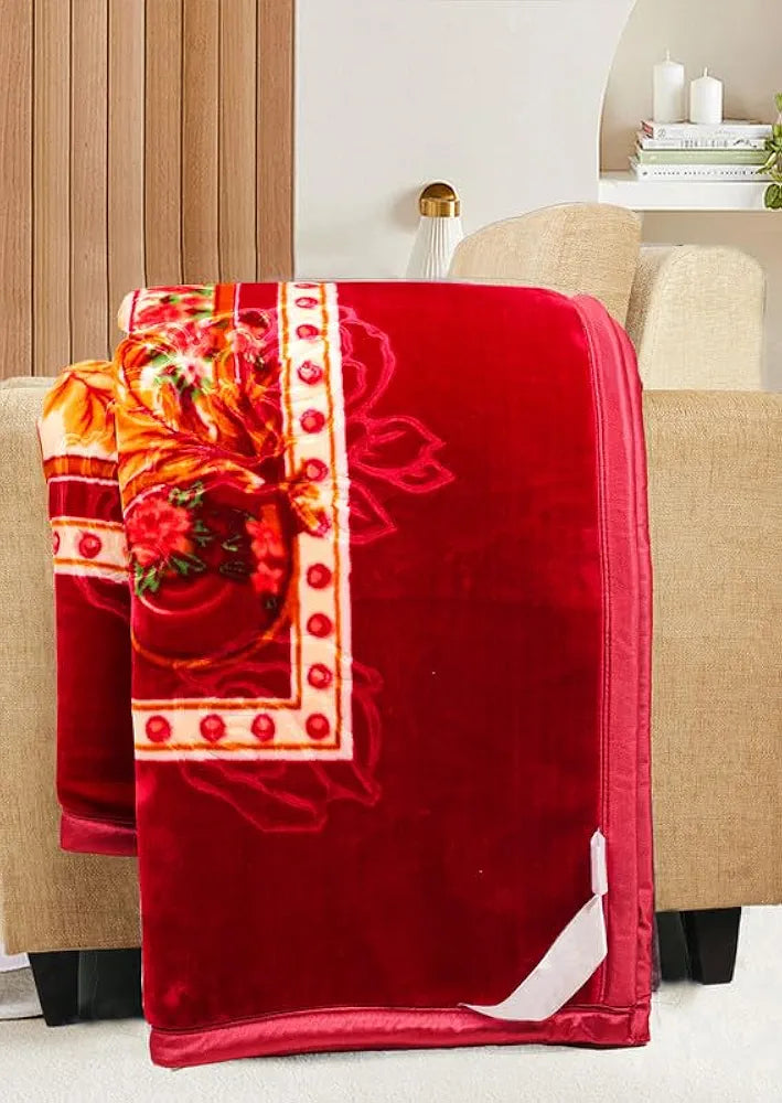 Super Soft Cloudy Printed Double Bed Blanket for Heavy Winter, Single Ply Mink Blanket King Size with 220 x 230 Cm, 2.5 Kg | TC - 400