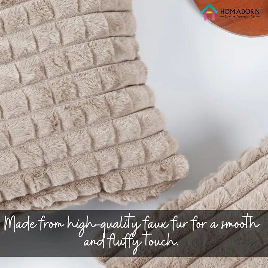 HOMADORN Luxury Plush Fur Reversible Cushion Cover Ultra Soft & Cozy 