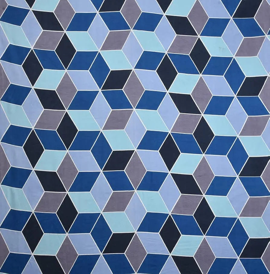 144 TC Prime Double Bedsheets with 2 Pillow Covers | Soft Brushed Microfiber -Long Lasting & Wrinkle Free - 3 Pcs Set| 225X223 Cm Or 7x7.5 Ft - Blue & Grey