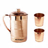 KC Pure Copper Jug for Health Benefits Drinking Water 2000 Ml with 2 Piece Copper Glasses 250 Ml